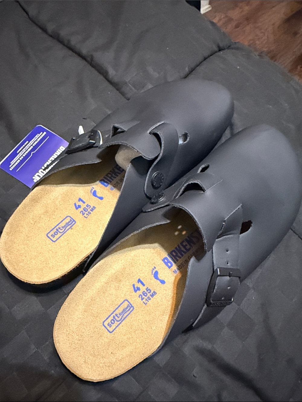 Birkenstock Men’s Boston Clog in Black with Natural Footbed